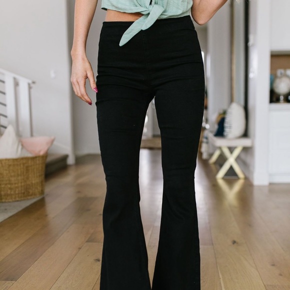Pants - NWT - Black Flare Jeans Elastic Waist
